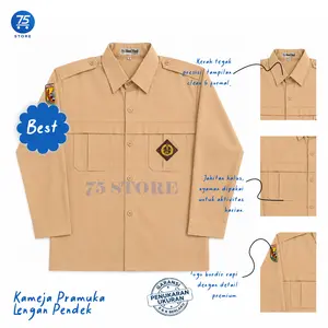 SERAGAM SEKOLAH - Baju Pramuka Putri Panjang - Saku Atas