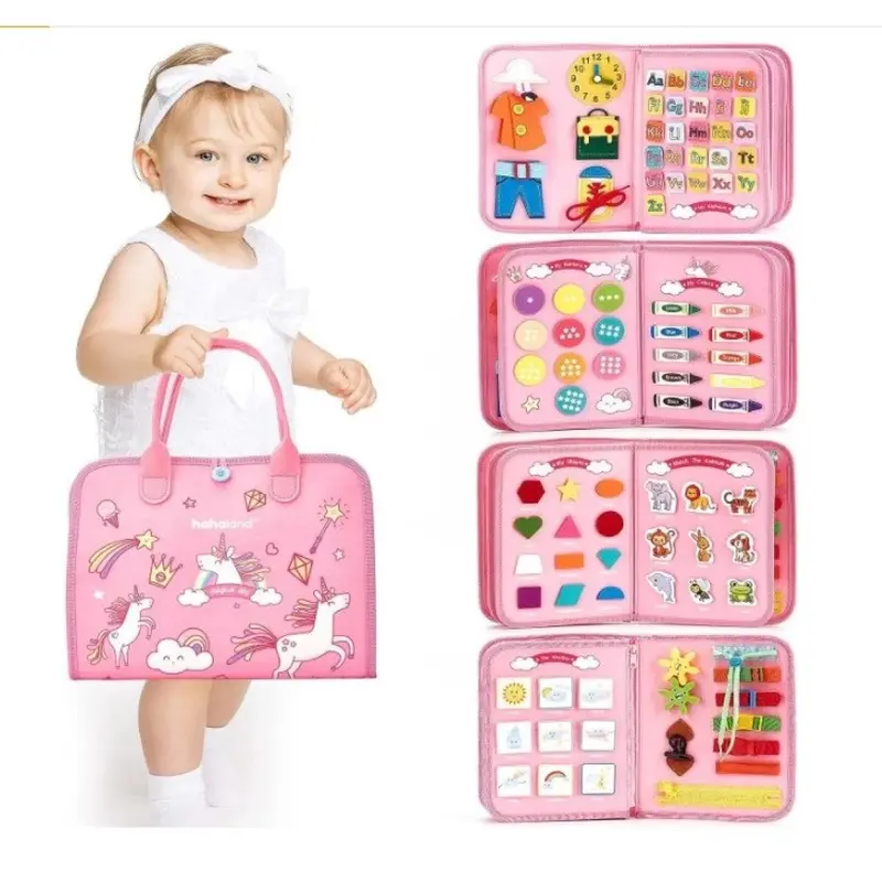 【4-8 Halaman】Hadiah Ramadhan Mainan Edukasi  Mainan  Papan Busy Board Untuk Perkembangan Anak Educational  Board Activity Book  Belajar Kognitif Bayi Dressing Skill Sensorik Mainan Toys 7
