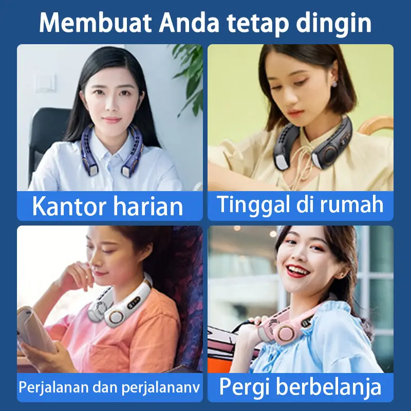 2024 Kipas Angin Gantung Leher Portable USB 20000mAh 5-Speed Wind Tanpa Baling Baling Neck Fan 7