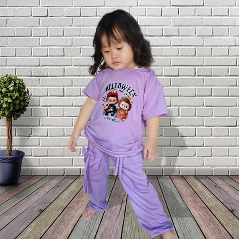 Setelan Anak Perempuan Labubu Bahan Baby Terry Baju Setelan Anak Perempuan Labubu Parsel 5