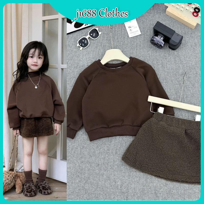 j1688 Clothes 9-29kg Set áo nỉ quần lông cho bé gái phong cách hàn quốc dễ thương M0054 chất liệu mềm mại và thoải mái