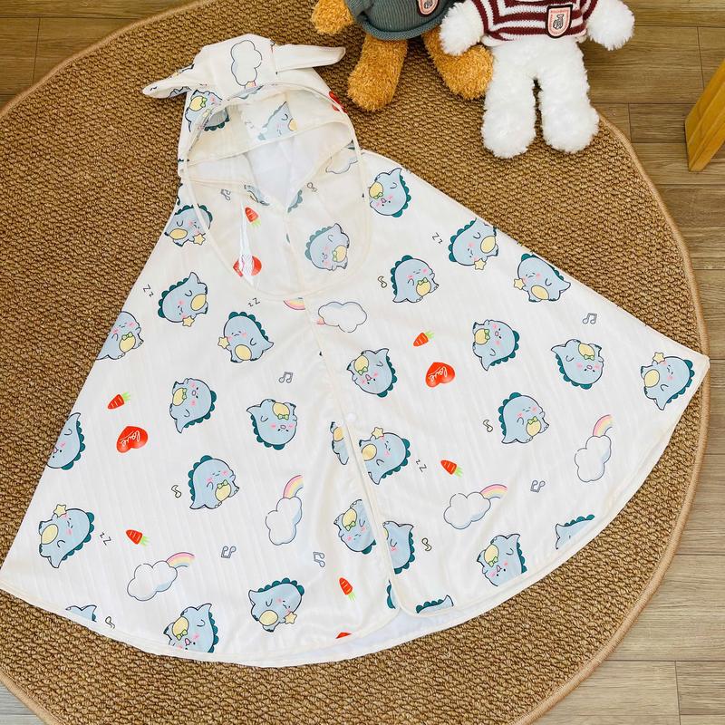  Áo choàng chống nắng cho bé chắn gió kèm tấm chắn bảo vệ HABY KIDS chất liệu đũi gân lót lụa  TẶNG TẤM KÍNH CHẮN CÚC BẤM  Kem 