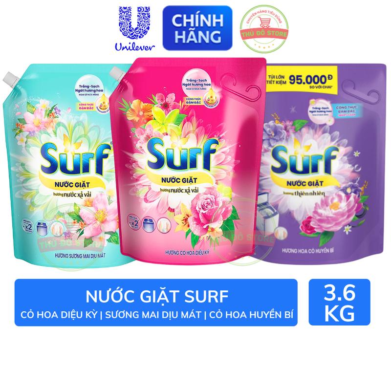  Nước Giặt Surf Hương Thơm Thiên Nhiên Tươi Mát - Túi 3.6KG 
