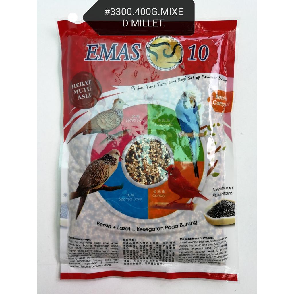 Emas 10 Mix Millet Bird Food Feed 400gram [Emas10] Makanan Burung Sekoi Campur