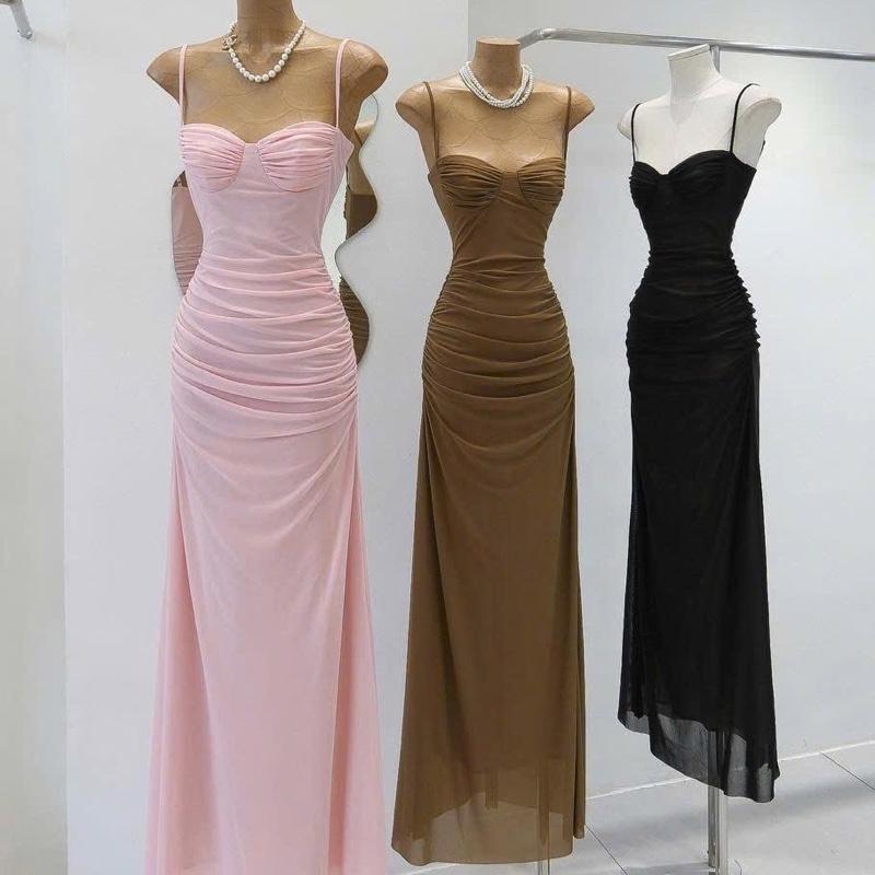 VÁY BODY LƯỚI CÚP NGỰC / Đầm body lưới cúp ngực thiết kế nhún eo hai lớp không mút