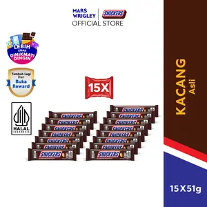 [BUY 12 GET 15] SNICKERS Peanut Original 51g X15 - Cemilan - Coklat - Caramel