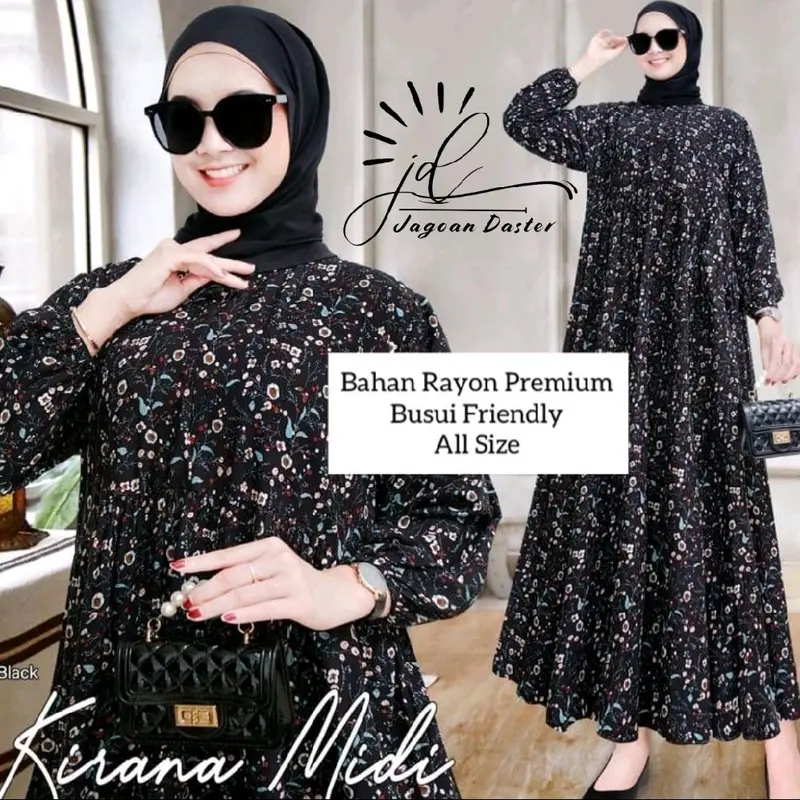Midi Dres rayon motif Kirana jumbo busui friendly 1