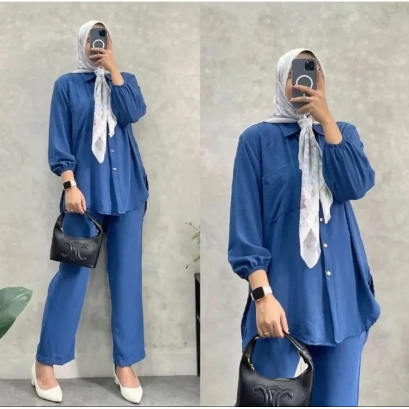 Setelan Amanda Busui Cringkle Airflow | One Set Kemeja Amanda Crinkle | Set Krinkel Wanita Kekinian Busui 5