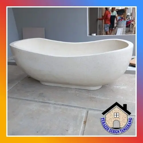 Bathub Terrazzo lengkung glossy / Bathtub teraso standing