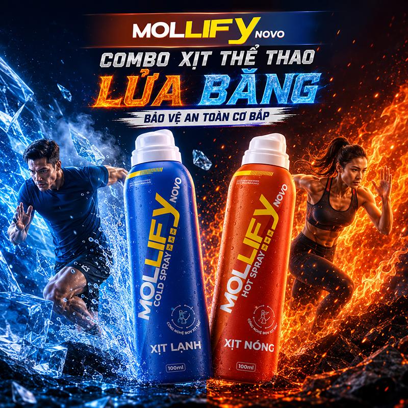 Combo Xịt Lửa Băng Mollifynovo - Xịt Lạnh Nóng Bảo Vệ Đầu Gối, Cổ Chân, Cơ Bắp Trước Trong Và Sau Chơi Thể Thao