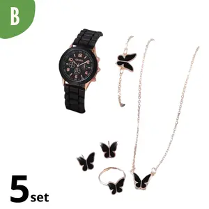 Bluebell AKS570 Jam Analog 1set Aksesoris Gelang Kalung Anting Cincin Jam One Set Aksesoris Elegant Korea Fashion (No Box)