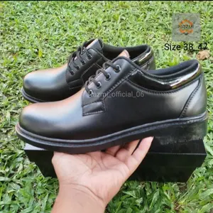 Sepatu pdh Kasual pria dinas kerja Polri-TNI security satpam guru kuliah paskibra hitam mengkilap Doof Kantoran Pesta Shoes Pantofel porteegoods docmart