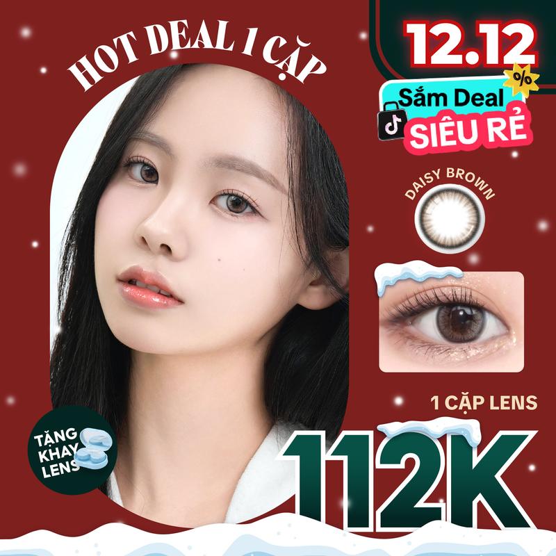 DEAL 112K DAISY BROWN - Lens Hàn Quốc EYEIYAGI xám vân nâu sữa tự nhiên.