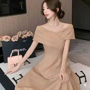 Imelda Dress Scuba Premium Terbaru Wanita Pesta Kondangan Gaun Formal Casual Mewah Hitam Panjang All Size Fit to L/XL Lebar Dada 100 cm Panjang 115 cm