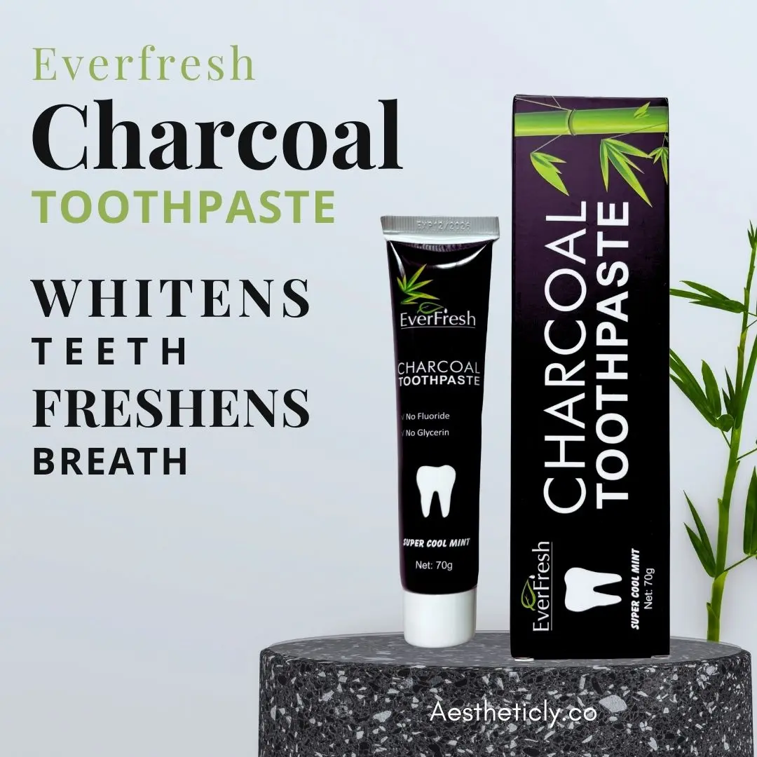 Everfresh Bamboo Charcoal Toothpaste |  Teeth Freshens Breath | Light Minty Flavor | No Flouride, Glycerin Oral Whitening