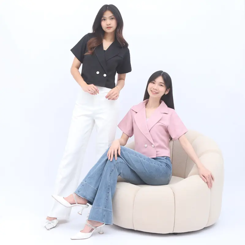 CELVE - Aria Top (Atasan Wanita Kancing Semi Wool Basic Simple) 5