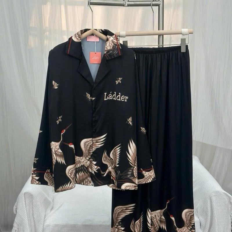 Đồ bộ nữ pijama - lụa Latin (Lade) - 2 size - tay dài quần dài- hồng hạc đen