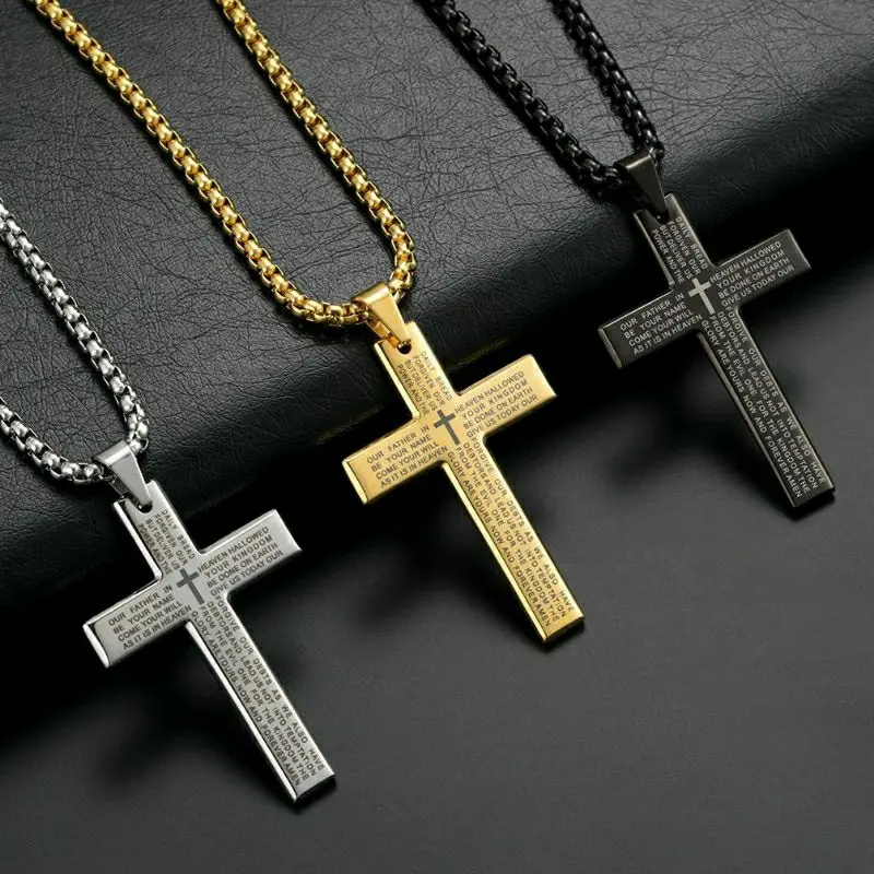 Kalung Salib Titanium Grafir Doa Bapa Kami 0