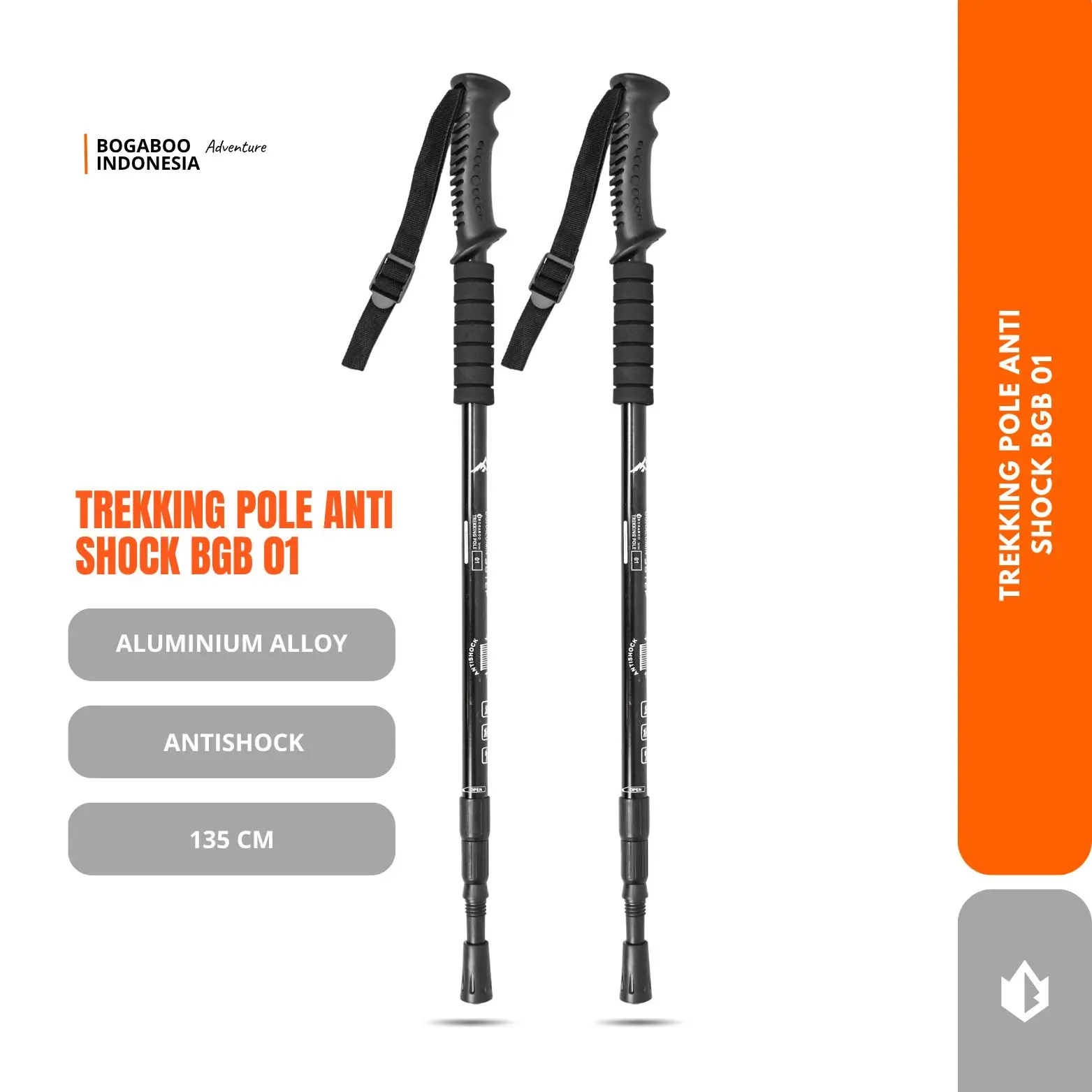 Trekking pole BOGABOO 01 Antishock 135 cm - Tongkat Pendaki - Tongkat Gunung - Tracking Pole - Trekingpole - trekpole