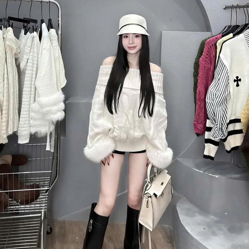 NEW Áo Len Hàng QC L1 Trễ Vai Tay Lông A253 - Thiết Kế Thời Trang ấm Áp Phù Hợp Thời Tiết Lạnh