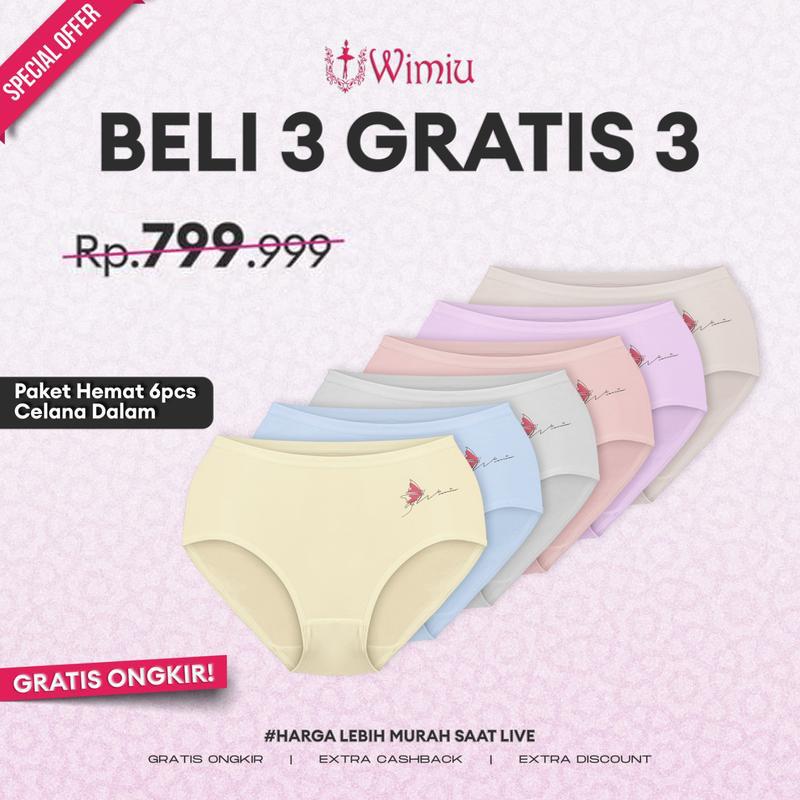 WIMIU Paket Hemat 6PCS Celana Dalam Wanita Panty Wanita CD Wanita Cewek Underwear Wanita Sempak Wanita Motif 300073 0