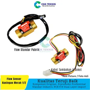 CGK TEKNIK - SENSOR POM MINI PERTAMINI FLOW SENSOR KUNINGAN 1/2 MERAH + Kabel Tambahan