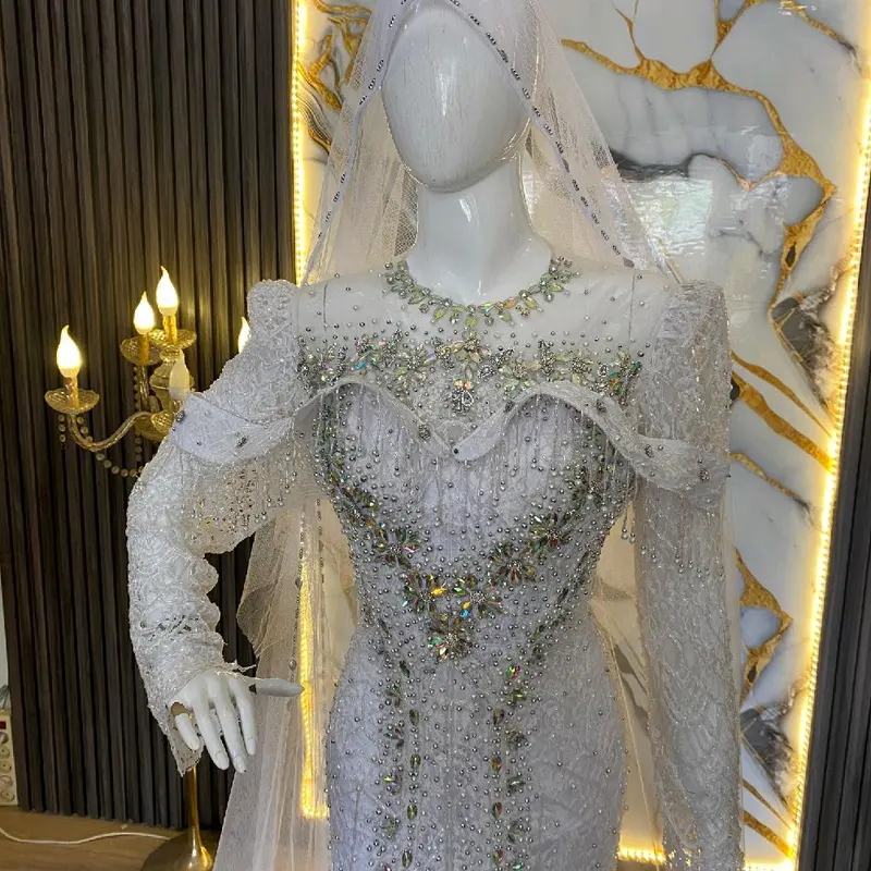 Slimdres putih santili mewah free slayer jubah dan veil hijab 1