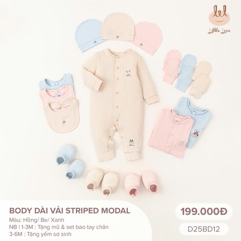  Bộ sơ sinh dài vải striped modal  dành cho bé LIL - Little Love D25BD12 