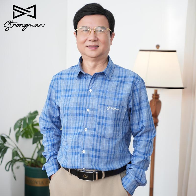  Áo Sơ Mi Nam Trung Niên STRONGMAN Cao Cấp Vải Kate Thoáng Khí Chống Nhăn Phong Cách Lịch Lãm 