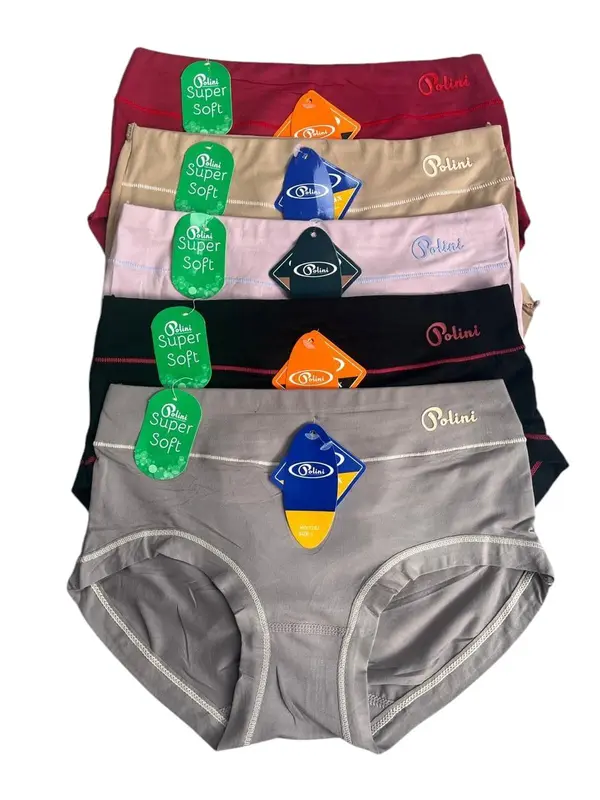 6-12 PCS POLINI 1232-1282 DC WANITA BAHAN KATUN ADEM NYAMAN ELASTIS SIZE M.L.XL.XXL Lembut Boxer Pendek Dewasa Motif Remaja 0