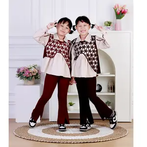 Dungdungkids Setelan Anak Nindia Knitt Rompi Bunga Laser 3 - 14 Tahun