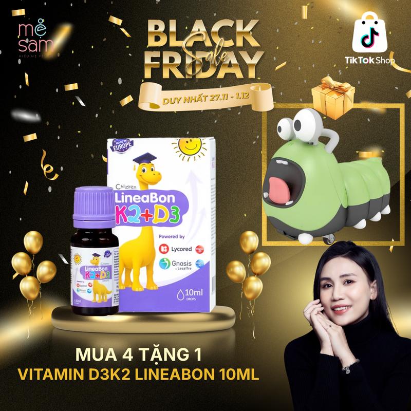 QUÀ TẶNG HẤP DẪN Combo 4 Lọ LineaBon vitamin D3 K2 10ml - Vitamin tăng chiều cao cho bé chính hãng