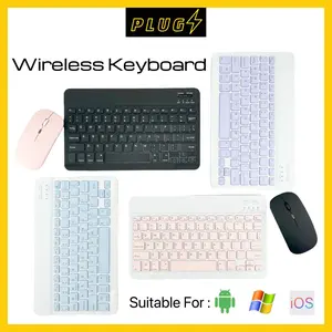 [COD] PLUGS Wireless Bluetooth Keyboard 10 inch Lightweight Portable Colorful Papan Ketik Nirkabel