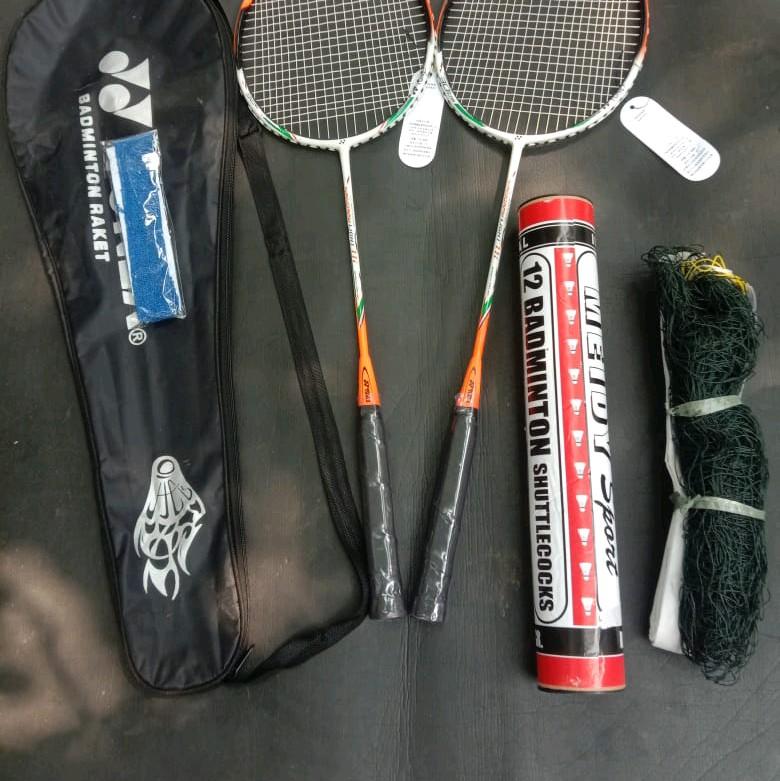 PAKET RAKET COMBO Bulutangkis BADMINTON Paket LENGKAP Dengan JARING NET Dan SHUTELKOCK 3