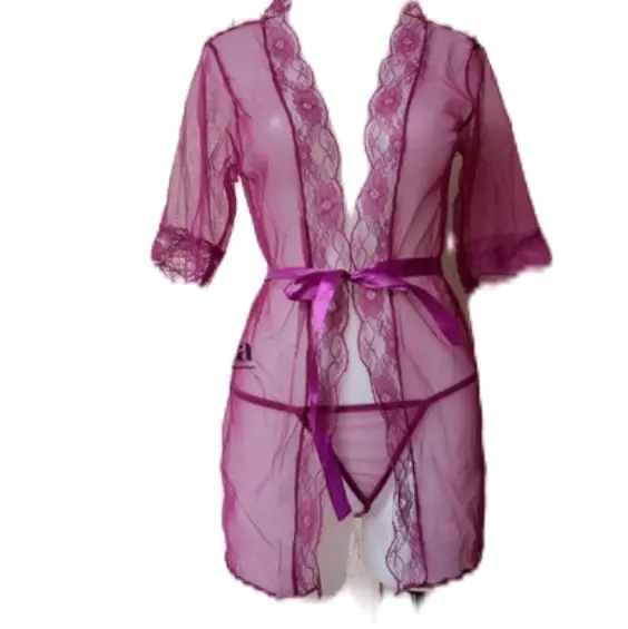 Jual Kl20x Lingerie kimono renda transparan 4