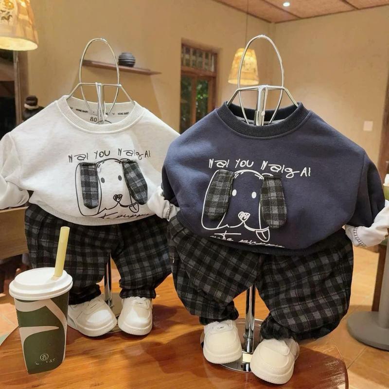 HaDuyenKids Bộ Quần Áo Thu Đông TAI CÚN Cho Bé Trai Chất Vải Nỉ Ép 2 Da Siêu Ấm