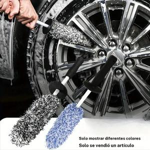 Cepillo de limpieza de llanta de rueda de coche, cepillo de limpieza de coche ultrasuave, cepillo de lavado de llanta con mango antideslizante, accesorios profesionales de lavado de coches