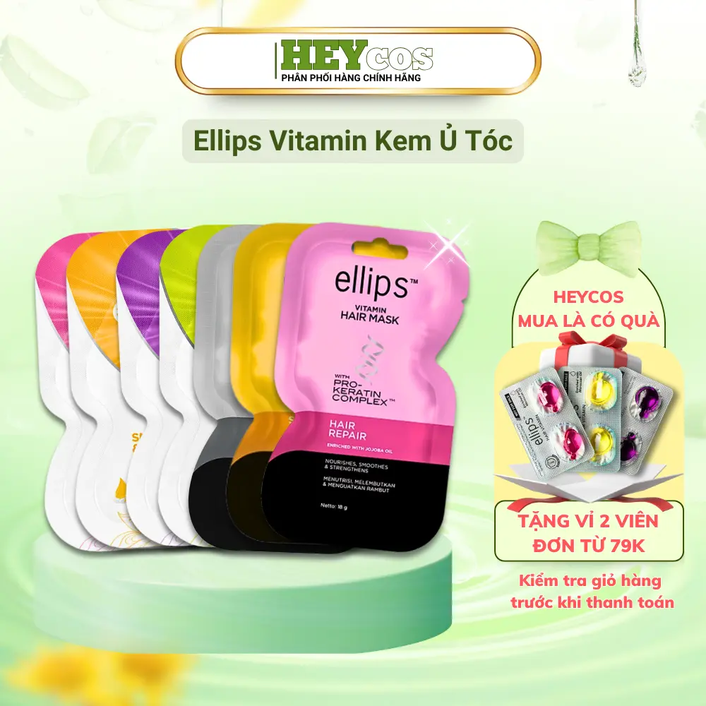 [TẶNG 2 VIÊN SERUM] Kem Ủ Tóc Ellips Vitamin Hair Mask with Pro-Keratin Complex (18g, 20g)