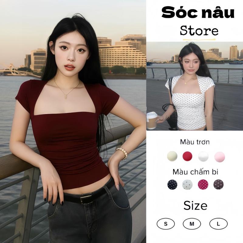 A80 DEAL MỞ BÁN Áo ôm body tay ngắn nữ nhúng eo tôn dáng nhiều màu chất thun cotton mịn co giãn