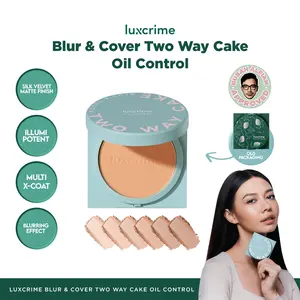 [FULL SIZE] NEW Oil Control Bedak Luxcrime Blur & Cover Two Way Cake - Bedak Foundation Padat High Coverage
