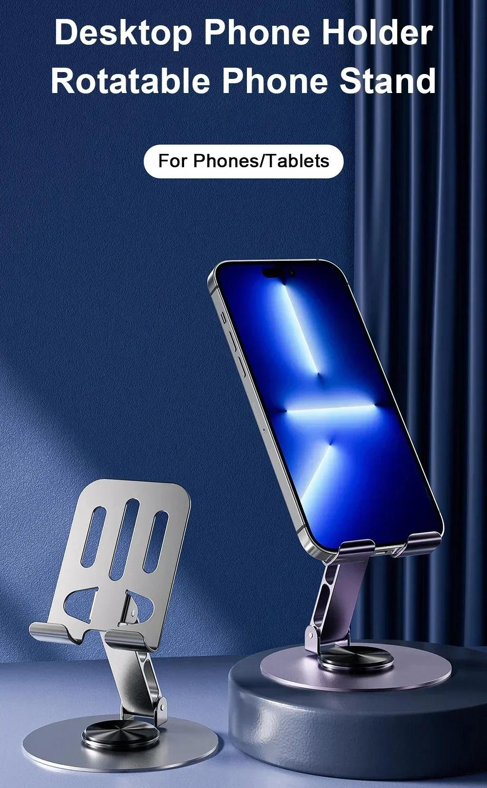 Dudukan HP Putar 360° Stand Meja Logam untuk Ponsel Lipat Anti Slip Pendinginan Panas Stabil Universal untuk Live Streaming & Nonton Video
