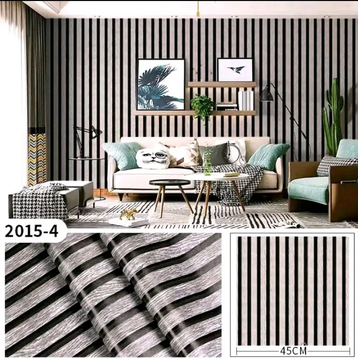 COD Wallpaper Sticker Dinding Motif Kayu Garis Abu Muda Garis Hitam Dekorasi Dinding Meja Dapur Lemari Jendela Pintu Dll Kertas Pvc