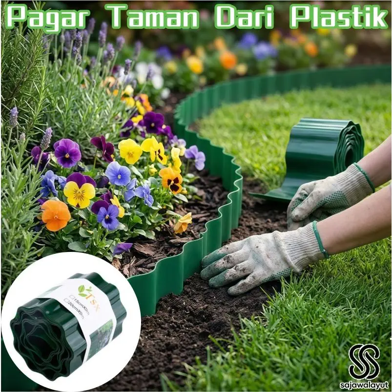 pagar taman plastik bergelombang pembatas rumput dekorasi kebun tahan cuaca halaman balkon