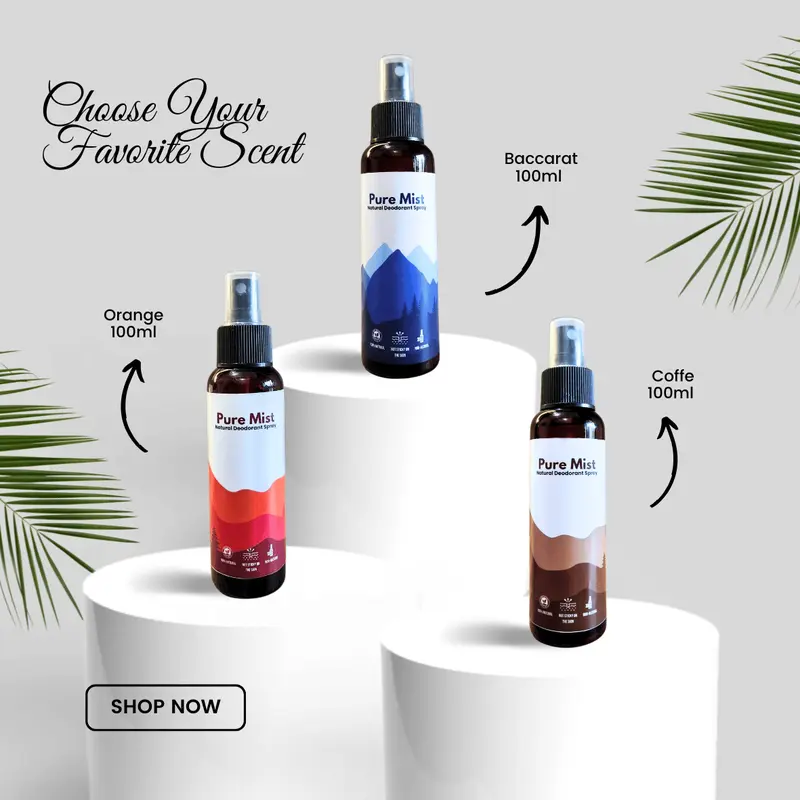 Pure Mist / deodorant spray alami - Deodoran Alami untuk Kesegaran Tanpa Noda - benghilang bau ketiak dan keringat 2