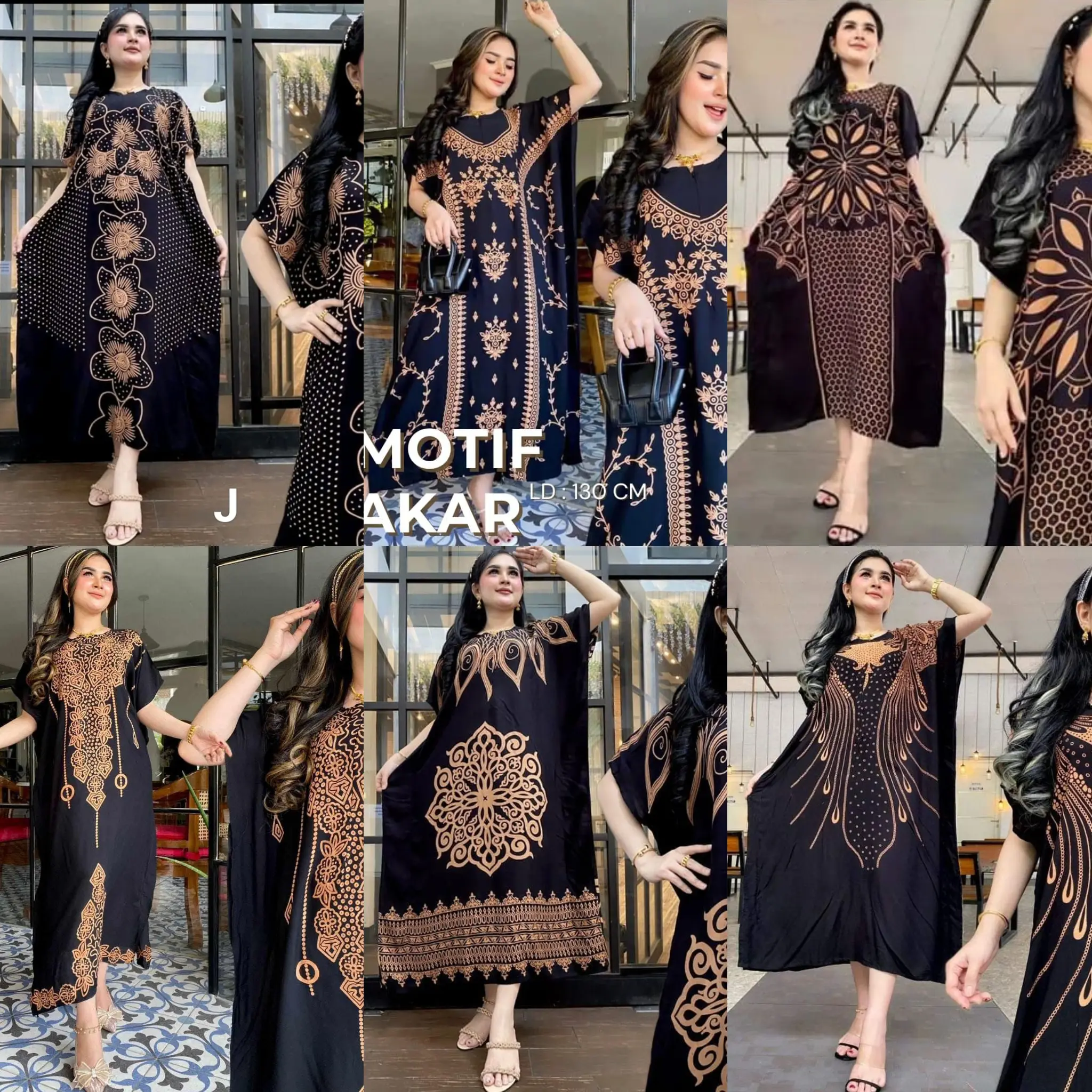 Daster Lowo Jumbo Premium LD 130cm Wanita Busui Rayon/Katun Bumil Motif Hitam Manis Dress Tidur Panjang Santai