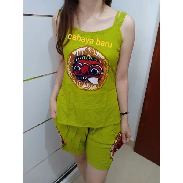 setelan baju bali tali3 ori barong lukis size M.L.XL.XXL celana pendek 0