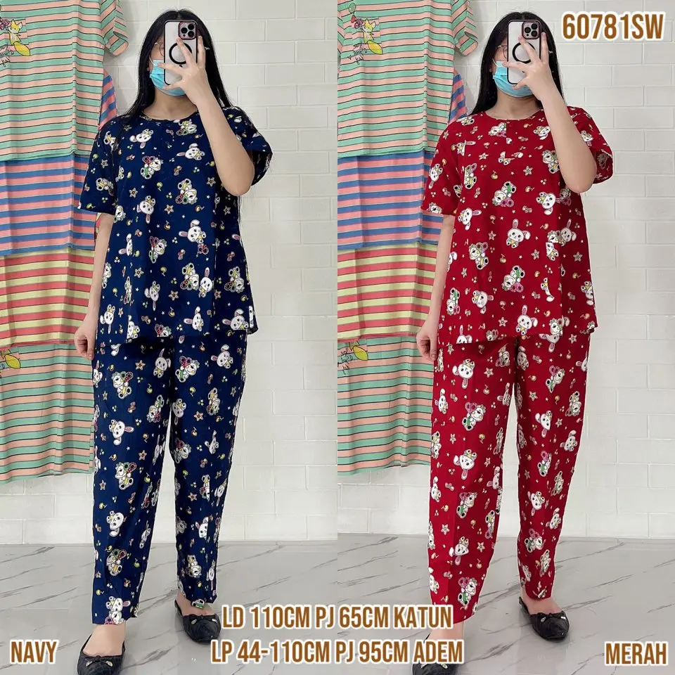 Baju Tidur Merlin CP Dewasa Setelan Katun Motif karakter  - Bahan Katun Premium