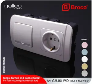 BROCO Saklar Engkel + Stop Kontak WID Galleo Non Child Protection + Inbow Dus (G26151)