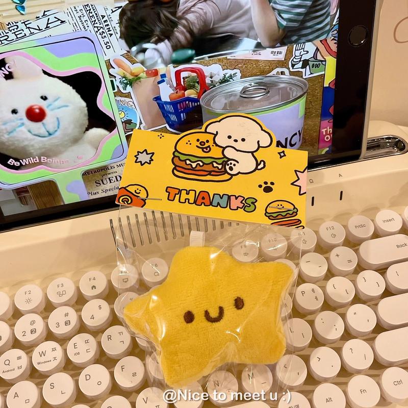 Product Introduction of Cute Star Plush Keychain Charm with Squeaky Sound - Soft Toy Keychain & Hanging Accessory for Backpacks, Bags, and Keys - Ideal Gift for Girls & Couples 3