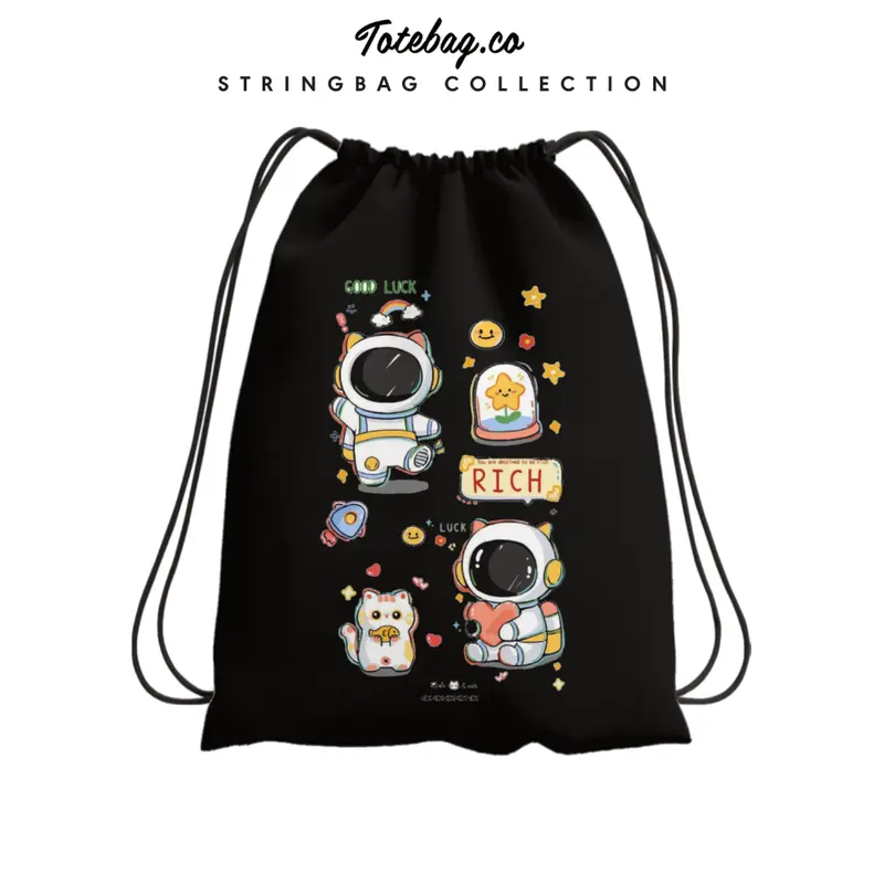 Tas Serut Astronot Motif Lengkap - Despo 38cm x 30cm - Unisex/Sekolah/Travel - Termurah 7